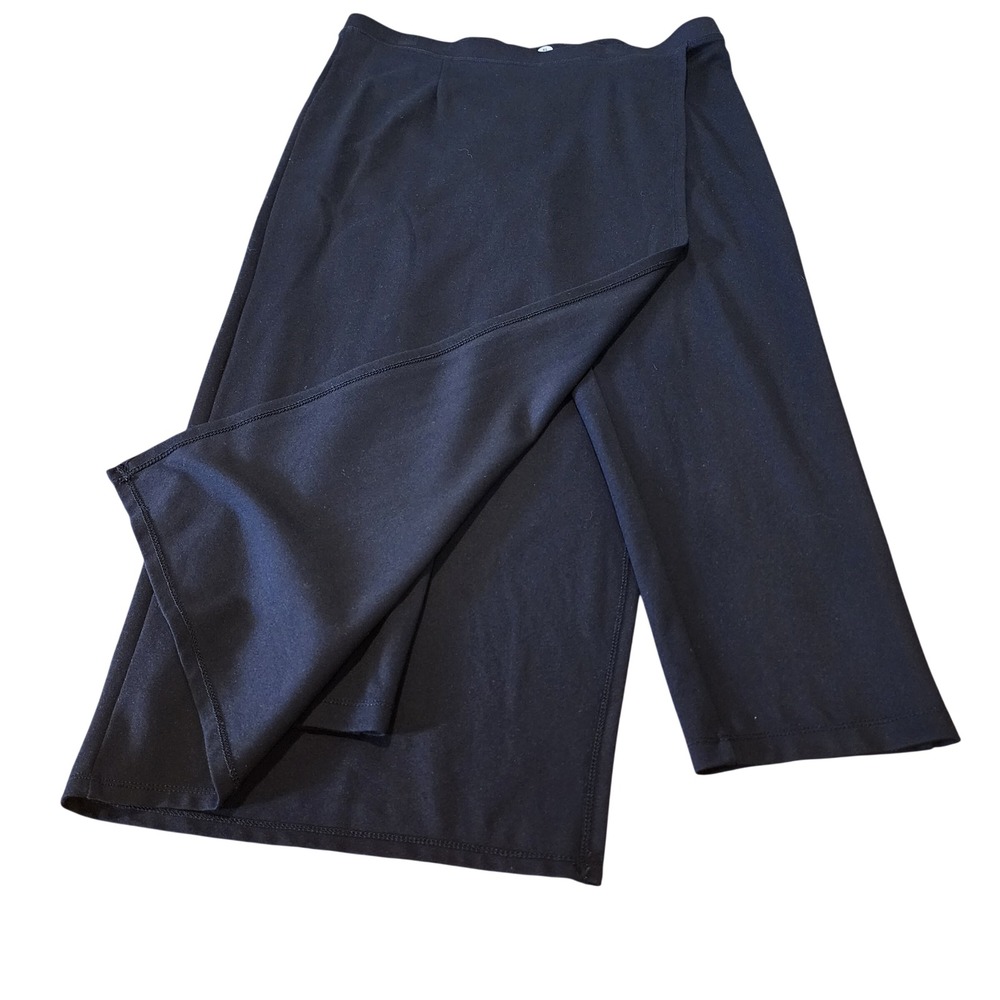 Betabrand The Sassiest Pants Black Midi Skirt Overlay XL Long Stretch Comfort